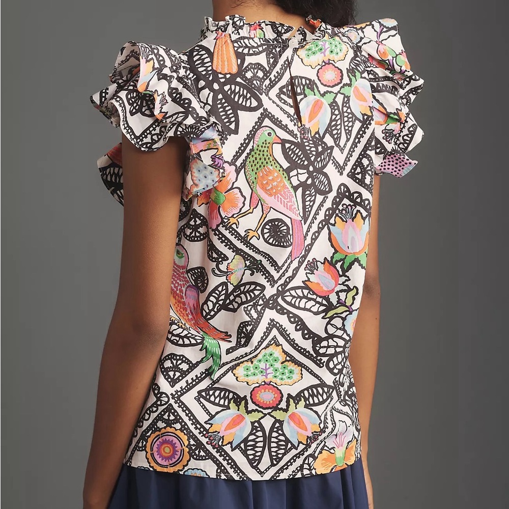 Floral Ruffle Sleeve Top - Picture 3 of 9
